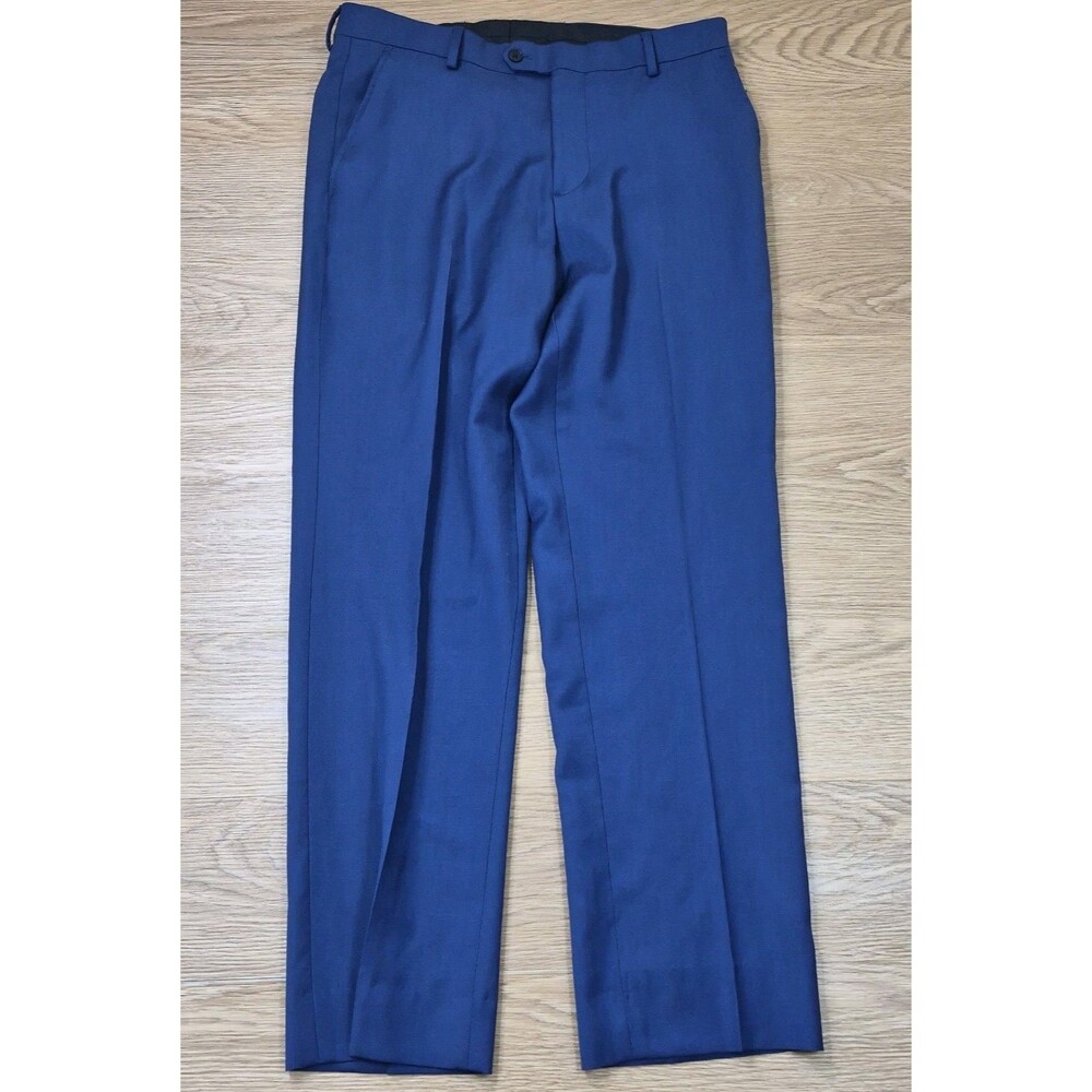 Jos. A. Bank 1905 Mens 33x31 Straight 100% Wool Dress Pants Blue Slacks NWOT